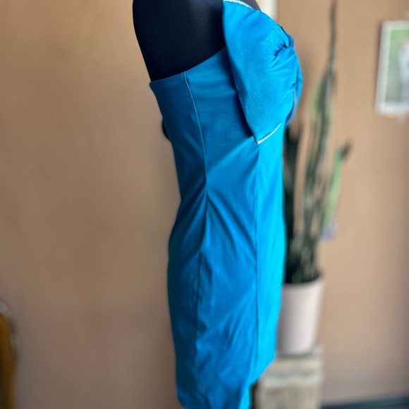 Blue Satin Strapless Body Control Mini Dress NWT - Picture 4 of 11